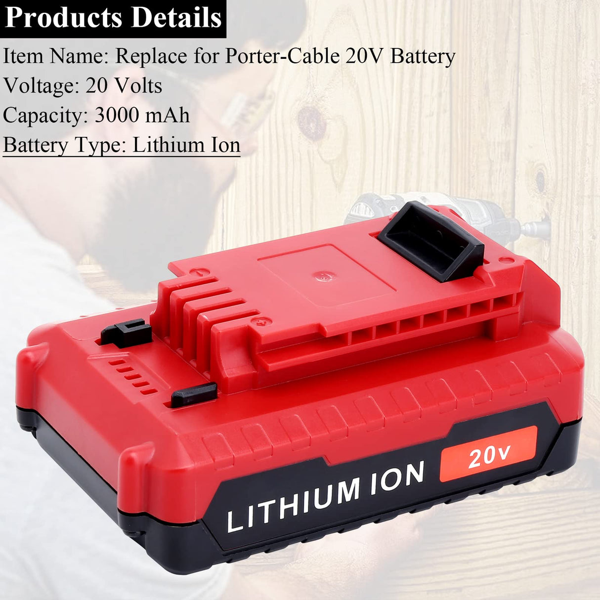 Lasica 2Pack Compatible with Porter Cable 3.0Ah 20V Battery, Replacement for Porter-Cable 20-Volt Battery PCC681L PCCK6118 PCCK647LB PCC685LP PCC682L PCC680L 20Volt MAX Cordless Tool Battery Packs Lasica