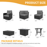 LayinSun 15 Pieces Patio Furniture Set with Fire Pit Table, Black Rattan Modular Sectional Outdoor Conversation Sofa Set, Swivel Rocking Chairs Set LayinSun