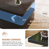 YISUFO 40" Modern Living Room Tables, LED Coffee Table with LED Lights, 2 Tier Rectangular Center Table with Large Storage, High Glossy Surface, Tea Table for Living Room, Black YISUFO