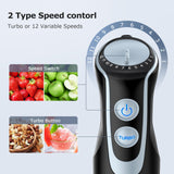 FRESKO Immersion Blender Handheld, 4-in-1 Stainless Steel Hand Stick Blender Electric with 12-Speeds & Turbo Mode, Powerful 500W Emulsion Blender with Beaker, Chopper & Whisk for Smoothies, Soup FRESKO