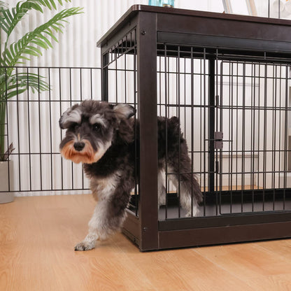 RYpetmia Dog Crate Furniture Style for Small Medium Pets, Wooden Dog cage Table, Heavy Duty, and Three Direction Doors - WoodArtSupply