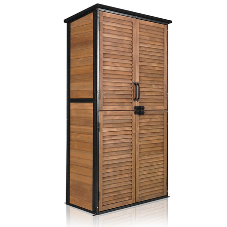 Aivituvin Outdoor Storage Shed with Floor - Strong Metal Frame, Adjustable Shelves, Ventilated Blinds - Ideal for Garden Tools & Outdoor Storage Cabinets Waterproof - Best in Sheds & Outdoor Storage Aivituvin