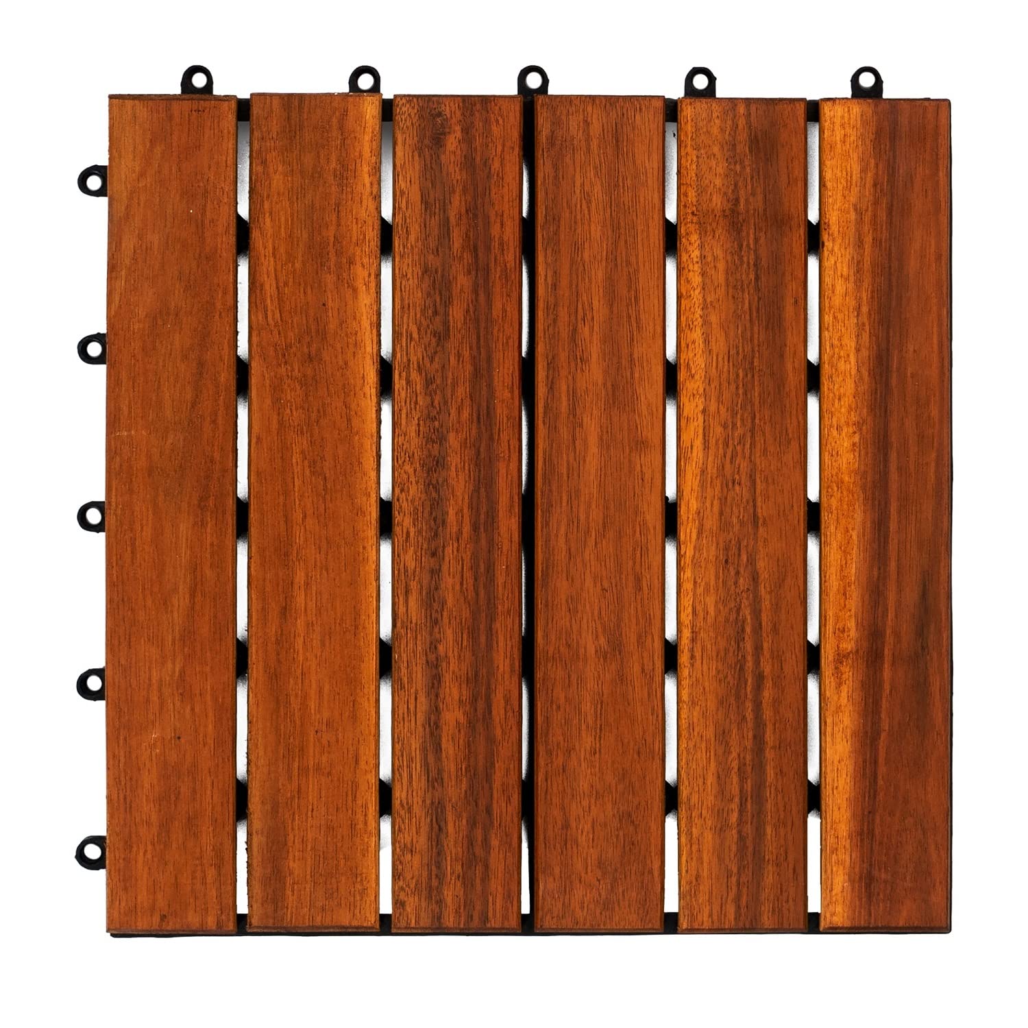 YAMAZING 12”x12” Solid Wood Interlocking Flooring Tiles (Pack of 9), Acacia Hardwood Deck Tiles,Floor Tiles for Both Indoor & Outdoor Use, Waterproof All Weather, 6 Slat (9 Sq Ft)) - WoodArtSupply