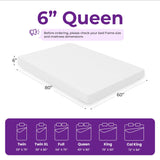 GAESTE 6 Inch Queen Cooling Memory Mattress Medium Firm CertiPUR-US Certified Pressure Relief & Cool Sleep Mattress-in-a-Box Comfort & Supportive Fiberglass Free (Queen, 6 in) GAESTE