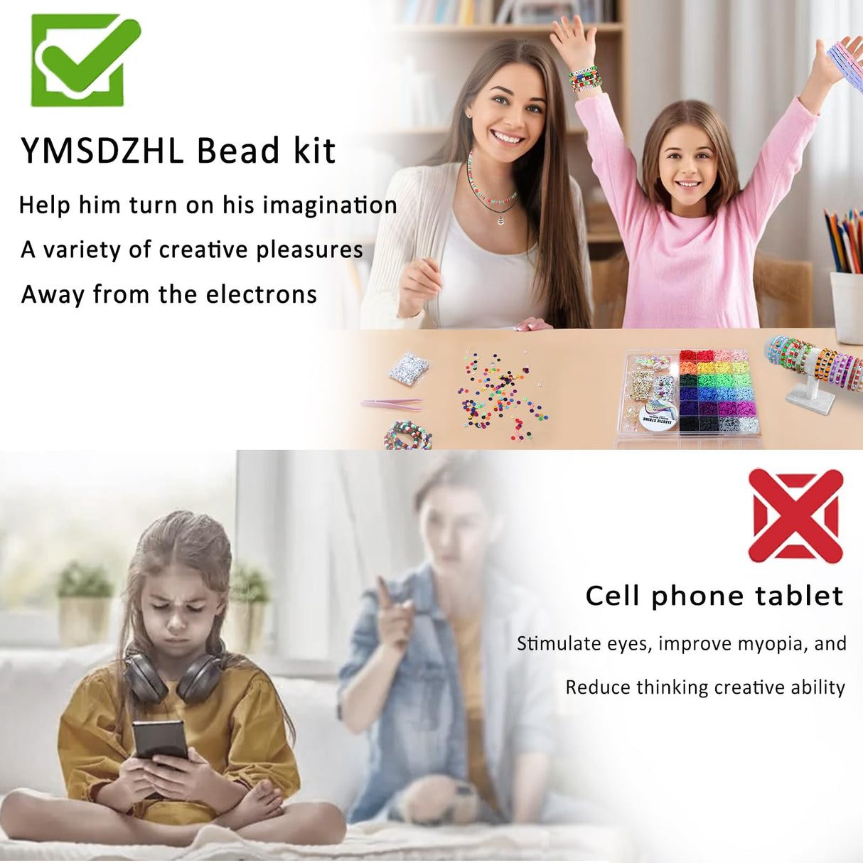 YMSDZHL 6000+PCS Clay Beads Bracelet Making Kit,24 Color DIY Flat Preppy Beads for Friendship Jewelry Making,Polymer Heishi Beads with Charms Gifts for Teen Girls Crafts for Ages 4-12 YMSDZHL