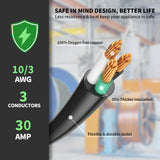 POWGRN 30 AMP 50ft Welder Extension Cord Outdoor 10 Gauge, 250V NEMA 6-50 Heavy Duty Welding Cord 3 Prong, 10AWG SJTW Black, ETL POWGRN