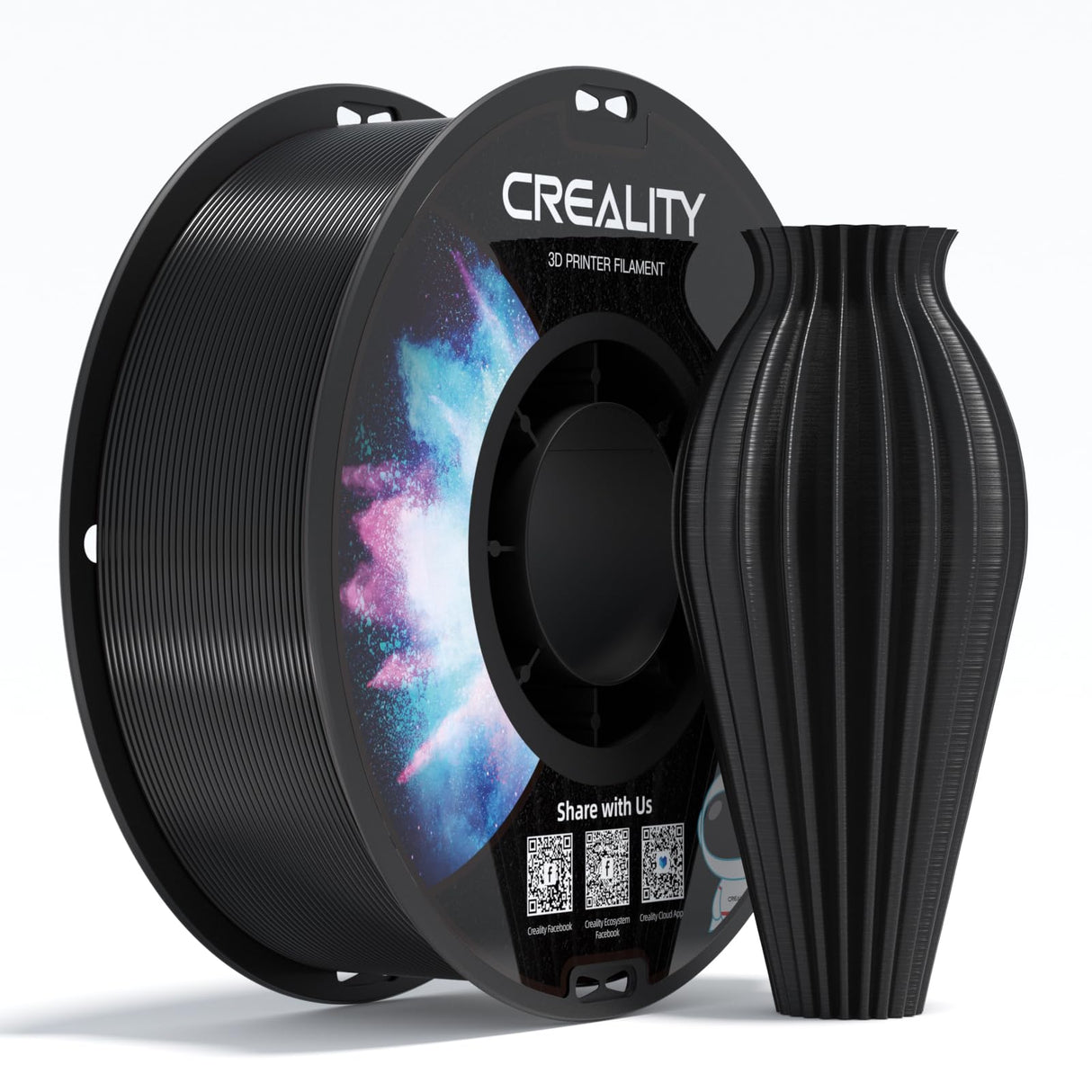 Creality PETG Filament 1.75, 3D Printer Filament, Excellent Toughness High Precision, Odorless Non-Toxic Moistureproof, 1kg(2.2lbs) Glossy 3D Printing Filament for 3D Printer (Black) Creality
