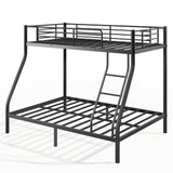 SogesSleep Bunk Beds Twin Over Full Size, Heavy Duty Metal Bunk Bed Frame with Angled Ladder for Teens and Adults, for Spaces-Saving, Smooth Rounded Edges, Noise Free & Easy Assembly, Black SogesSleep