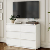 OtterOasis White Wood Dresser, 6 Drawer Dressers for Clothes Storage for Bedroom, Modern Dresser with Wide Drawers, Wide Wooden Chest Drawers for Living Room, Entryway, TV Stand(47" W x15.4 Dx32.3 H) OtterOasis