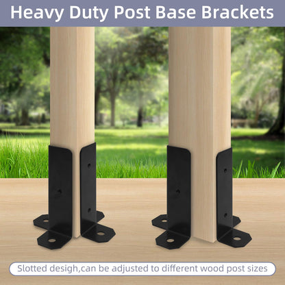 Cskunxia 8Pcs Adjustable Post Base Bracket Fit 1.5x1.5, 2x2, 2x4, 4x4 Post Deck Post Anchor Base Brackets Adjustable Wood Fence Pergola Brackets for Railing Mailbox Deck