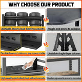 Heavy Duty 78" H Garage Shelving - 5 Tier Metal Shelves, 3000LBS Capacity, Adjustable, Industrial Storage Rack, Black, 48" W x 18" D x 78" H PRESTELION