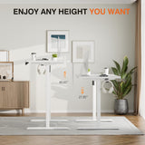 Furmax Electric Standing Desk, 47 x 24 Inches Height Adjustable Desk with Removable Casters, Home Office Computer Desk (White) Furmax