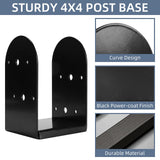 Rasugarlary 4"x 4" Post Base, 4Pcs Post Anchor Base (Internal 3.5 x 3.5") Adjustable 201 Steel Post Bracket for Wood Post Pavilion Deck Porch Handrail Railing Support Decorate Rasugarlary