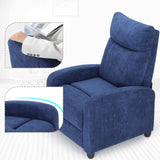 Athena Collection Recliner Chair, Reclining Lounge Chair with Adjustable Backrest and Footrest for Adults, Linen Upholstered Small Recliner Single Sofa for Small Space, Living Room, Bedroom, Blue Athena Collection