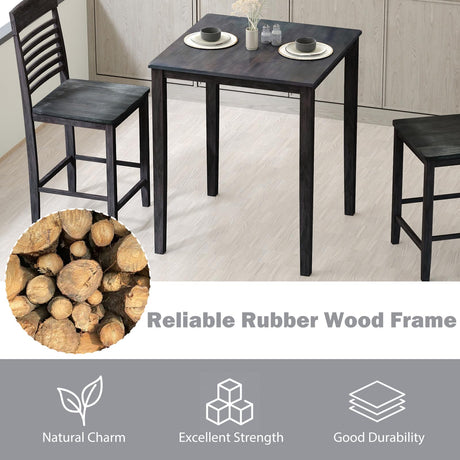 Giantex Square Dining Table with Solid Wood Frame, 220lbs Capacity, 30"x30"x36" Kitchen Table for 4-Person, Counter Height Bar Tables for Small Space, Dining Room, Living Room, Pub, Apartment, Grey Giantex