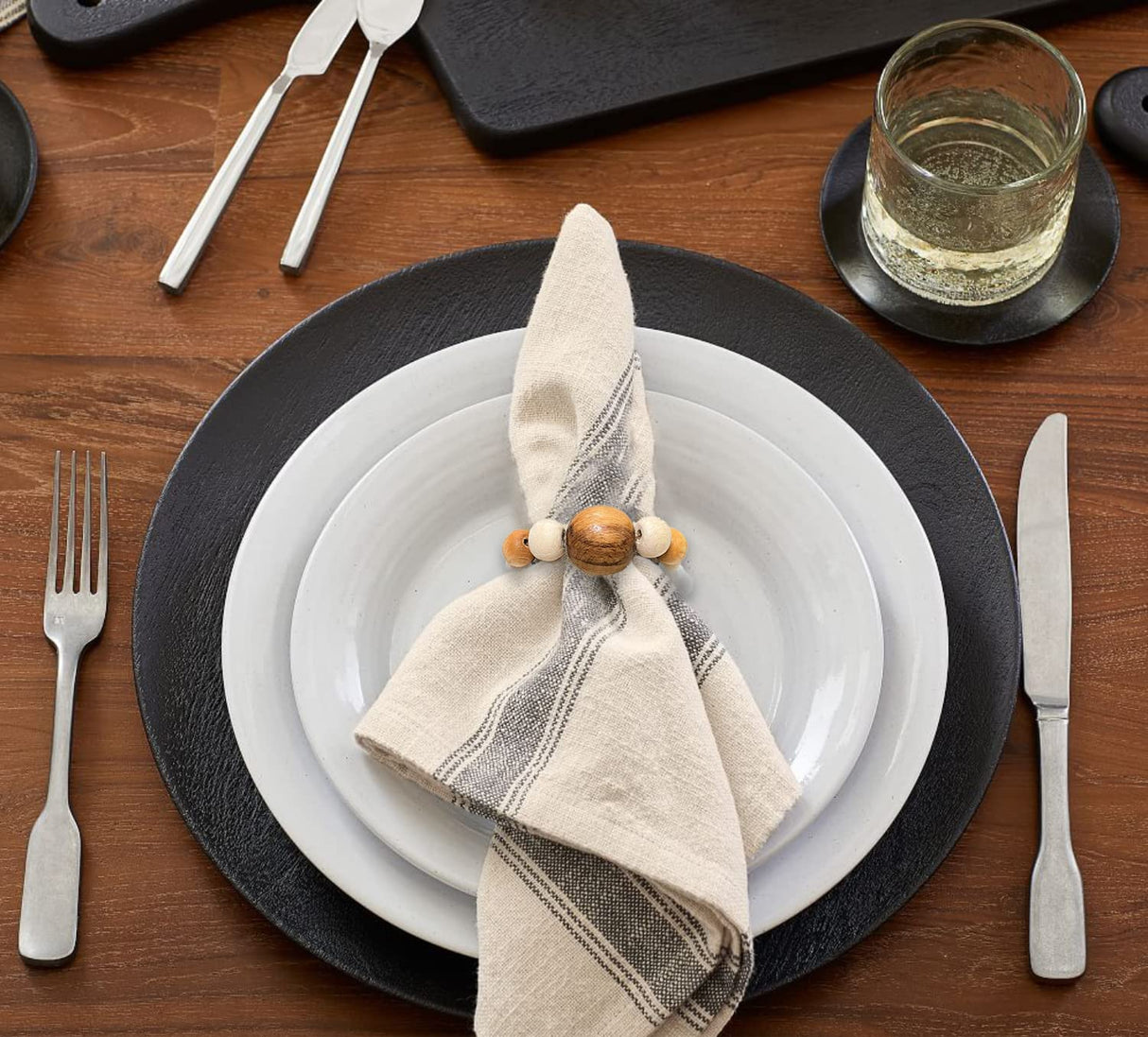 Napkin Rings Set of 6 - Wooden Beads Napkin Rings | Rustic Wooden Napkin Ring Holder for Table Decoration Handmade LEBEJUA Napkin Ring with Wood Beads & Jute Twine - Farmhouse Napkin Rings Boho Style LEBEJUA