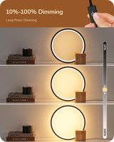 EDISHINE Modern LED Table Lamp, Bedside Lamp with One-Piece Solid Wood Base, 3 Color Temperature & Stepless Dimmable, Nightstand Lamp for Bedroom, Living Room, Reading Room EDISHINE