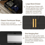 Baborokic Metal Wardrobe Cabinet with Hanging Rod,71" Armoire Wardrobe Closet with Adjustable Shelves,Farmhouse Metal Clothing Storage Cabinets for Bedroom,Office,Employee,Laundry Room(Black) Baborokic