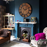 Tangkula 30 Inch Round Wall Clock, Farmhouse Large Wall Clock with Roman Numerals, Decorative Wooden Wall Clock, Come with AA Battery, Rustic Wall Clock Hanging for Home Office (Bronze+Brown) Tangkula