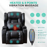 3PC Power Recliner Chair Set of 3 with Massage and Heat - Home Theater Seating Seats with LED Lights, Game Movie Theater Recliner Sofa Chairs for Living Room Reclining Chair with Cup Holder/USB SAMERY