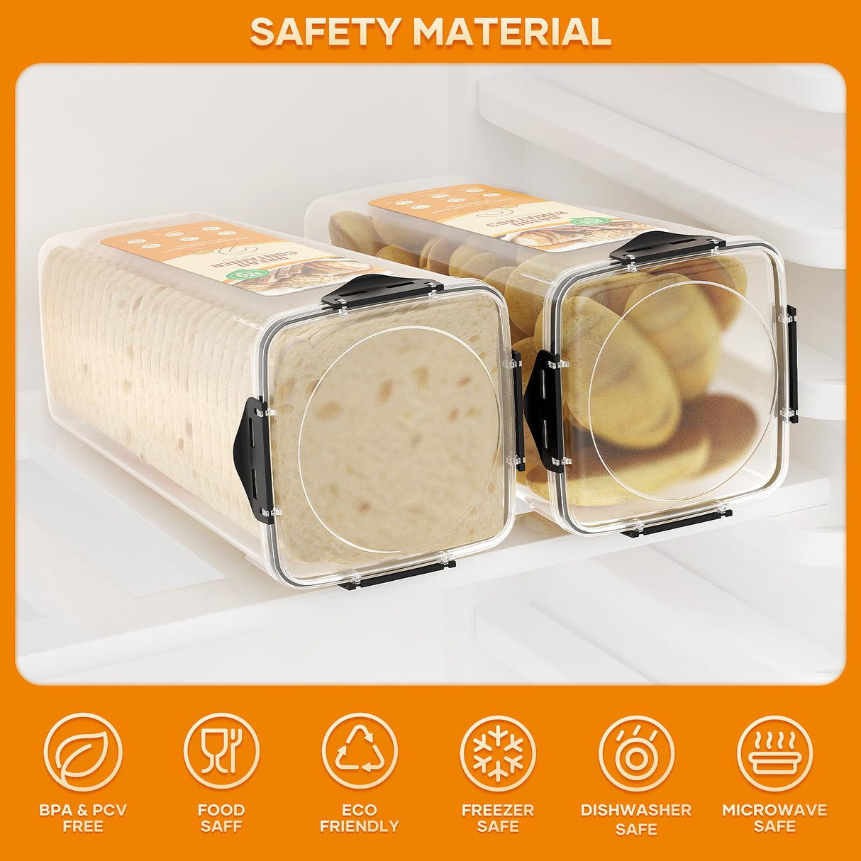 DaCool Bread Box 2 Pack, Plastic Bread Container, Bread Storage for Kitchen Counter, Bread Keeper with Airtight Lid, Tall Bread Saver, Sandwich Bread Holder, 5.6 Qt / 5.3L Each DaCool