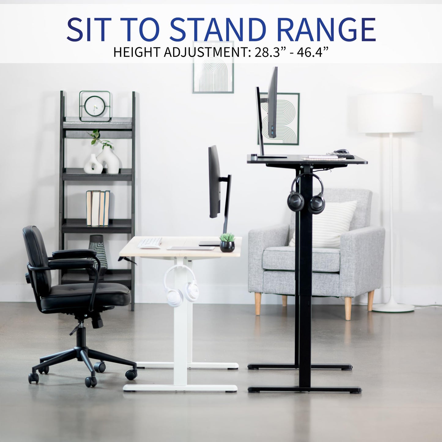 VIVO Electric Height Adjustable 44 x 24 inch Sit Stand Up Desk, Memory Controller, White Top White Frame, DESK-E144W