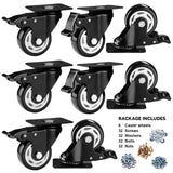 Caster Wheels - 3 Inch Casters Set of 8 Heavy Duty, BOSGEOT Locking Industrial Casters with 360 Degree No Noise Polyurethane Wheels, Swivel Plate Casters with Brake - Pack of 8 BOSGEOT