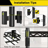 GIOTORENT 4-Wire Garage Shelving Storage Shelves, Metal Shelf Organizer 1400Lbs Capacity, Kitchen Storage Adjustable Shelf for Laundry Bathroom Pantry Closet, Black 36.2''L x 14''W x 53.4''H GIOTORENT