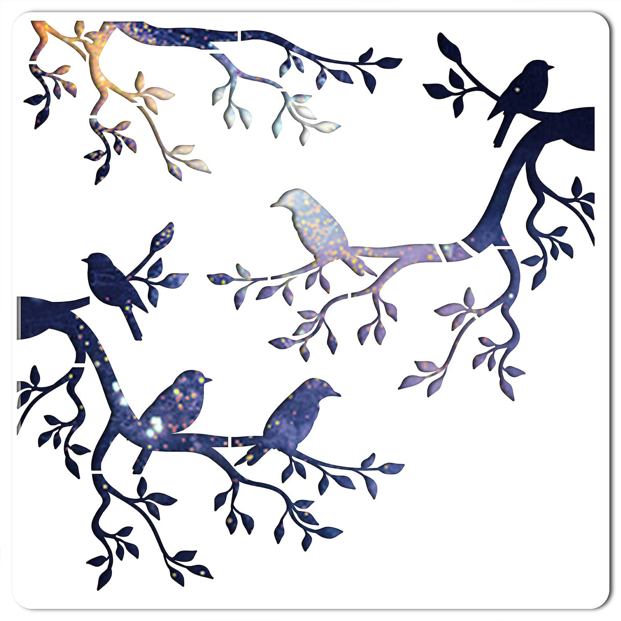 GORGECRAFT Tree Stencil Template Bird Large 11.8x11.8 Inch Reusable Birds on Tree Stencil Leaf Silhouette Sign Home Decor Hummingbird Template for Painting on Wood Wall Scrapbook Card Floor Drawing GORGECRAFT