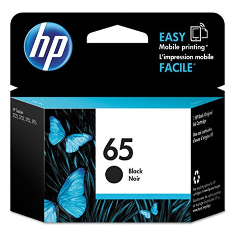 HP 65 Black Ink Cartridge | Works with HP AMP 100 Series, HP DeskJet 2600, 3700 Series, HP ENVY 5000 Series | Eligible for Instant Ink | N9K02AN HP