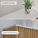 FerniTry Bathroom Cabinet Wall Mounted Fluted, Modern Medicine Cabinet Over The Toilet Storage Cabinet Faux Marble Top with Adjustable Shelf, Wood Wall Mounted Storage Cabinet Organizer(Natural Oak) FerniTry
