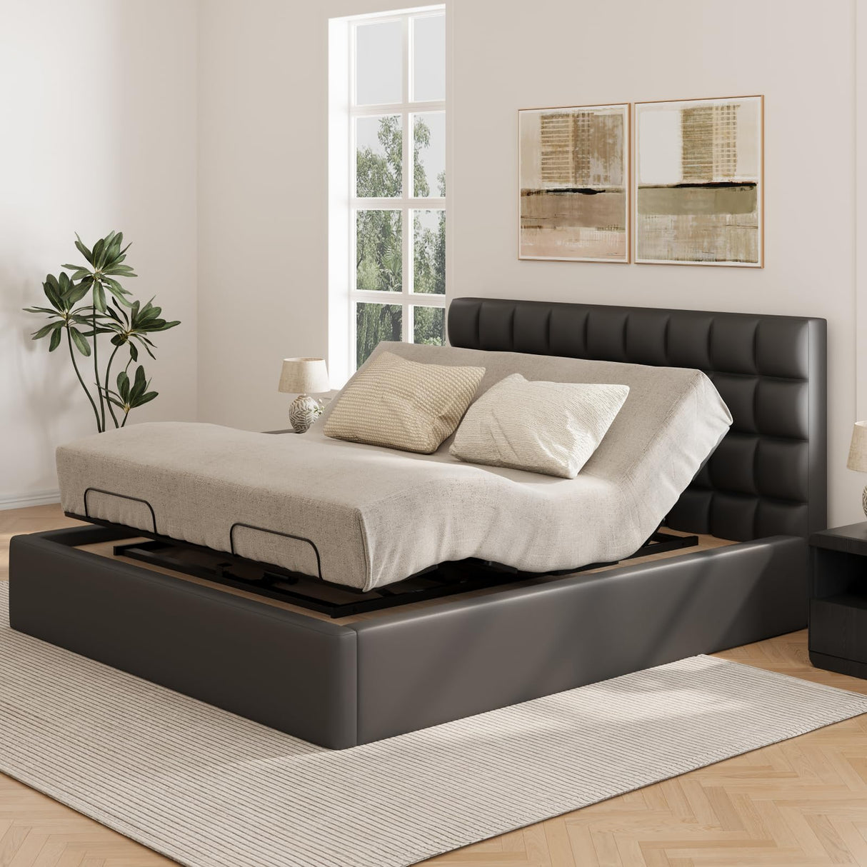 FLEXISPOT S3K-Lite King Size Adjustable Bed Frame Base, Zero Clearance, Independent Head & Foot Incline, Zero Gravity, Wireless Remote, 12’’ Legs, Easy Assemble, 5-Year Warranty, 750 lbs. FLEXISPOT