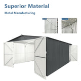 Outdoor Storage Shed 20x10 FT, Large Metal Garden Shed Backyard Utility Carport with 2 Doors and 4 Vents for Car,Truck, Garbage Can,Tool,Lawnmower BOVONO