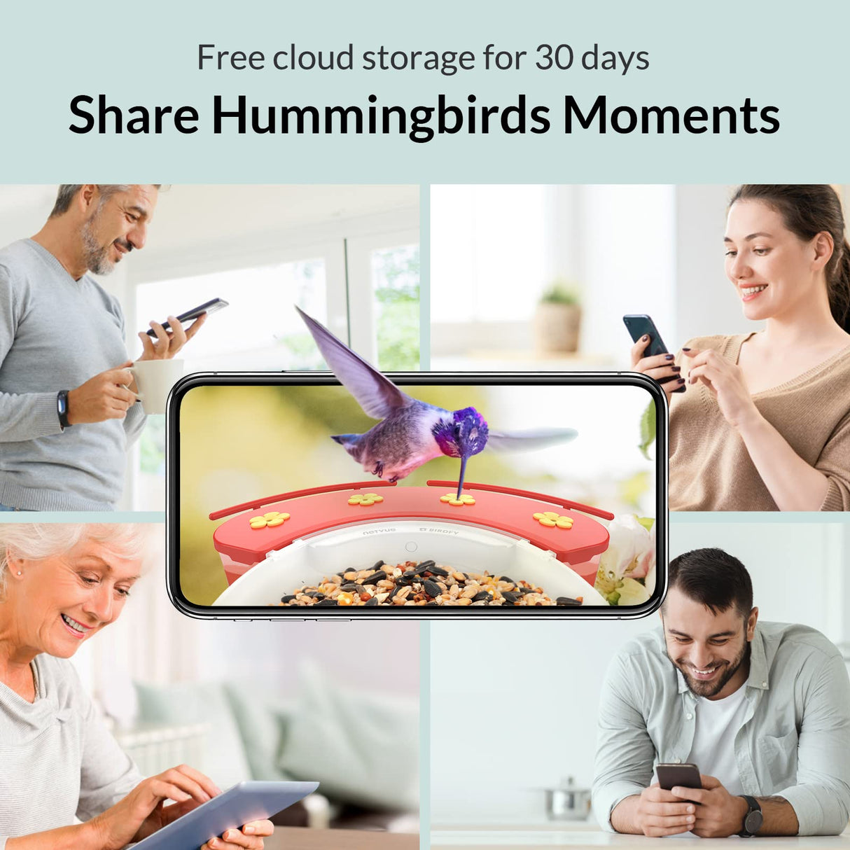 NETVUE Birdfy Hummee - Smart Hummingbird Feeder with Camera, Auto Capture Bird Videos & Birdwatching Up-Close, 2 in 1 Feeders Attract More NETVUE