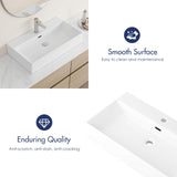 Eridanus Bathroom Sink 30" x 16" Rectangular Vessel Sink, Wall Mount Above Counter Vanity Sink, Premium Ceramic White Art Basin with Overflow, Lavatory Trough Floating Washbasin Eridanus