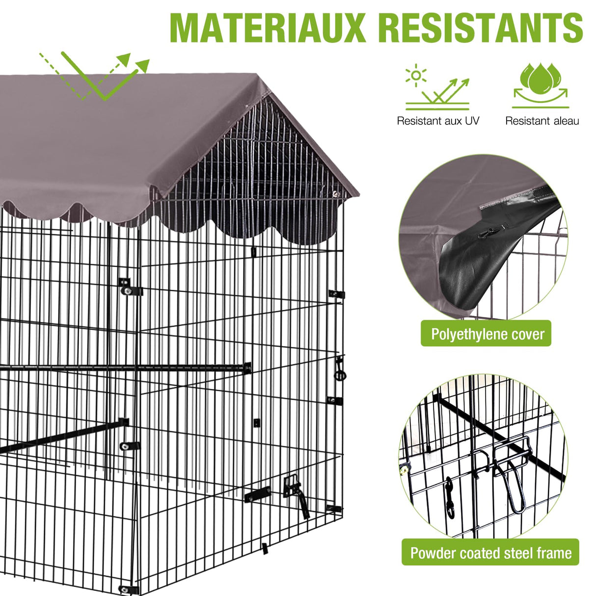 GUTINNEEN Chicken Coop Chicken Run for Yard with Cover 88“ Outdoor Metal Chicken Tractor Rabbit Pen Small Animal Cage Enclosure for Duck Bunny Hen GUTINNEEN