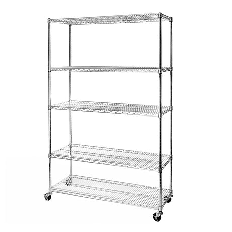 Seville Classics UltraDurable Heavy Duty NSF Solid Steel Wire Rack Storage Unit Organizer for Garage, Warehouse, Office, Restaurant, Classroom, Kitchen, 5-Tier Shelving, 48" W x 18" D Seville Classics