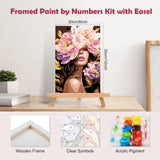 MOGTAA Flowers Girls Paint by Numbers Kit for Adults Beginners with Frame, Adult Paint by Number Kits on Canvas with Easel, Easy DIY Oil Painting Kits for Home Decor, 8x12in MOGTAA