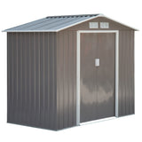 Outsunny 7' x 4' Outdoor Storage Shed, Garden Tool Metal Shed with Foundation Kit, Double Lockable Door, Air Vents and Sloping Roof, for Backyard, Patio, Lawn, Gray Outsunny