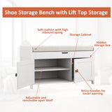 HOMEFORT Entryway Bench with Lift Top Storage,Shoe Storage Bench with Cushioned Seat,Wood Shoe Cabinet Bench,Bench for Bedroom End of Bed,Entry Hidden Shoe Bench for Mudroom,Hallway, White HOMEFORT