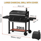 Onlyfire Extra Large BBQ Charcoal Grill with Large Cooking Grate and Warming Rack, Outdoor Barbecue Grill with Dual-Zone Adjustable Charcoal Tray and 2 Foldable Side Table, Black GS339-A ONLYFIRE GRILLS