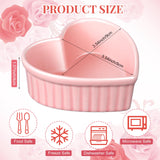 Reallnaive 8 Pcs Heart Shaped Ramekin Creme Brulee Ramekins Oven Safe 3.54 x 3.54 x 1.57 Inch Heart Shaped Bowl Small Baking Ceramic Ramekins Dishes for Souffle Snacks Quiche Appetizers Sauces(Pink) Reallnaive