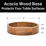 KITEISCAT Extra Large Glass Salad Bowl Set - Salad Bowls for Party with Acacia Wood Base and Salad Serving Utensils - Elegant and Practical Kitchen Must-Have KITEISCAT