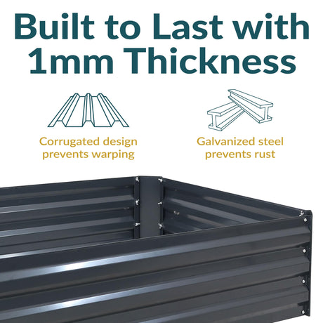 Sunnydaze 11.75" H Raised Metal Garden Bed - Galvanized Raised Garden Bed Outdoor for Vegetables and Flowers - Dark Gray - 4' x 3' Rectangle Sunnydaze