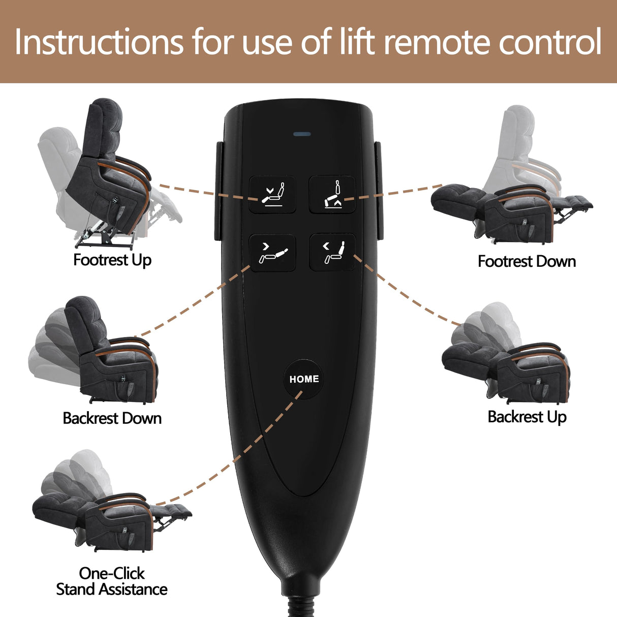 Power Lift Recliner Chair for Elderly People, Dual Motor Lift Chair with Vibration Massage and Heat, Lay Flat Recliner with Solid Wood Armrest, Standing Assistance Reclining, Chenille Fabric Black EZZUP