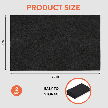JERIA 2 Pcs 36 X 60 Inch Oil Spill Mat for Under Car Driveway Mats Oil Leaks Absorbent Oil Pad,Rubber Mat Garage Floor,Reusable,Waterproof Backing,Stain Resistant JERIA
