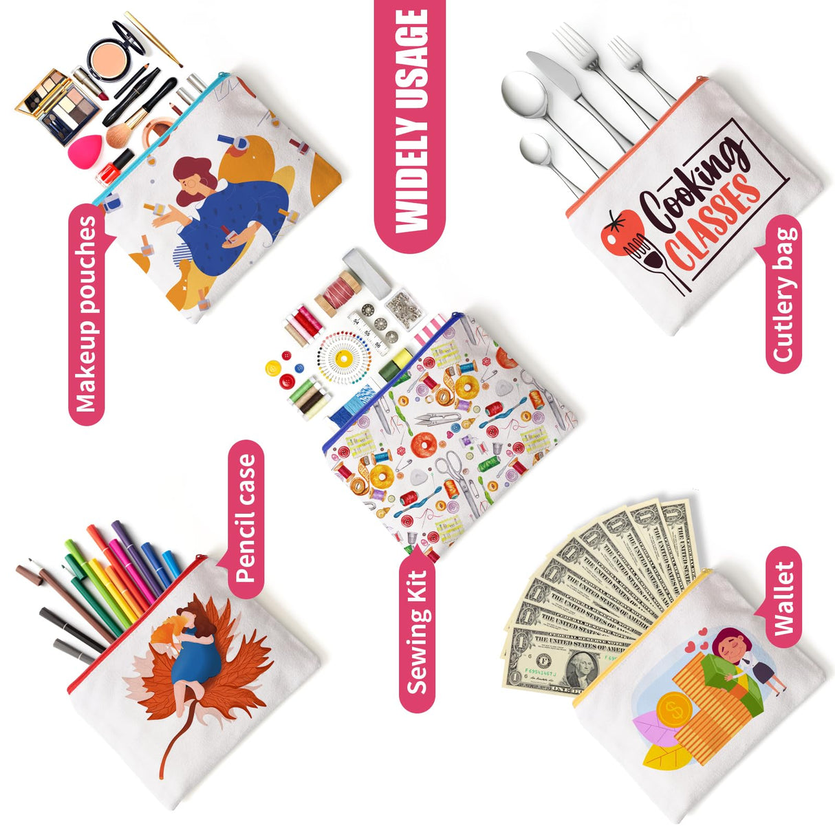 10 Pack Sublimation Blanks Canvas Tote bag, Reusable Large Grocery Bags DIY Heat Transfer Cosmetic Makeup Bags Shopping Bags with Customized Color for DIY, Advertising, Christmas Craft Present MAFYE