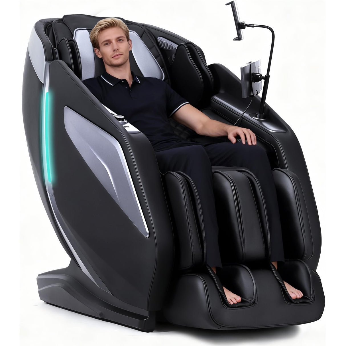 4D Full Body Zero Gravity Massage Chair with 55'' SL-Track & Body Scan - Shiatsu Massage Recliner with Heating & 40 Airbags - Voice Control, Foot Rollers, 15 Auto Modes & 9 Techniques (Black) RlxwizRevi