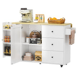 IRONCK Kitchen Island with Storage, 47.2in Rolling Island on Wheels, Kitchen Cart with Drop Leaf, 3 Spacious Drawers, Storage Cabinets and Towel Rack for Home, Dining Room IRONCK