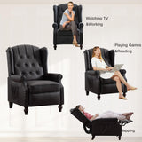 Oprisen Push Back Recliner Mid-Century Modern Accent Chair Single Reading Chair Faux Leather Arm Chair for Living Room w/Heat Massage/Side Pockets (Brown*1, 1 PC) Oprisen